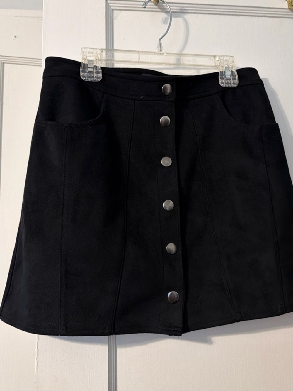 Express Black Button-Front Mini Skirt